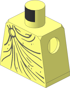Minifig Torso with Dark Bluish Grey Robe Gather Lines, Wrinkles and Clasp at Right Shoulder Pattern