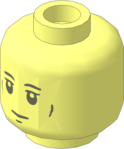 Minifig Head with Dark Bluish Grey Face Neutral / Frown 2-Sided Pattern