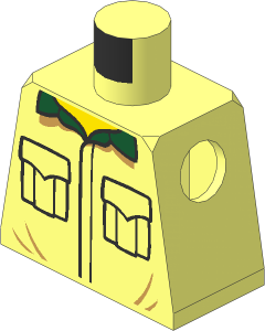 Minifig Torso with Black Outlined Pockets and Dark Green Collar Pattern