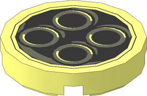 Tile  2 x  2 Round with Four Dark Grey Rings inside Black Disc Pattern