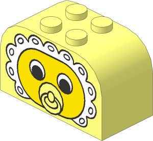 Brick  2 x  4 x  2 with Curved Top with Baby Face Pacifier Pattern