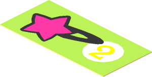 Sticker  0.9 x  1.9 with Star and Medium Lavender "2" in White Circle on Lime Background