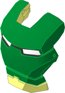 Minifig Helmet Visor Iron Man with Gold Face, White Eyes Pattern
