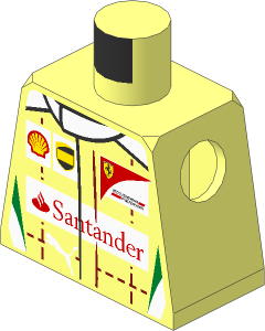 Minifig Torso with Race Suit with Scuderia Ferrari Logos and Tricolor Stripes Pattern