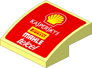Slope Brick Curved  2 x  2 x  0.667 with Logos on Red Background Sticker