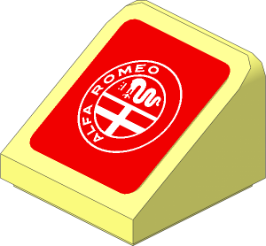Slope Brick 31  1 x  1 x  0.667 with White Alfa Romeo Logo on Red Background Right Sticker