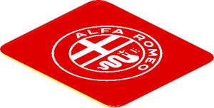 Sticker  0.8 x  0.9 with White Alfa Romeo Logo on Red Background