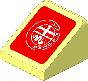 Slope Brick 31  1 x  1 x  0.667 with White Alfa Romeo Logo on Red Background Left Sticker