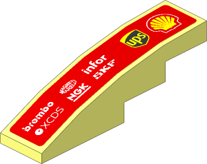 Slope Brick Curved  4 x  1 with Logos on Red Background Right Sticker