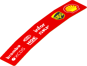 Sticker  0.8 x  4.0 with Logos on Red Background Right (Formed)