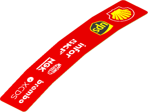 Sticker  0.8 x  4.0 with Logos on Red Background Left (Formed)