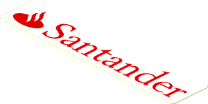 Sticker  0.8 x  3.8 with Red Santander Logo on White Background