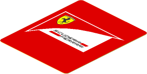 Sticker  2.2 x  1.8 with Large Scuderia Ferrari Logo on Red Background