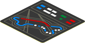 Sticker  1.8 x  1.8 Race Track and Indicators on Black Background