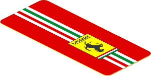 Sticker  0.8 x  1.9 with Ferrari Logo and Tricolor Stripe on Red Background
