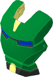 Minifig Helmet Visor Iron Man with Gold Face, Blue Eyes Pattern
