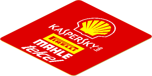 Sticker  1.8 x  1.9 with Logos on Red Background