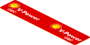 Sticker  0.8 x  3.8 with Shell and OMR Logos on Red Background