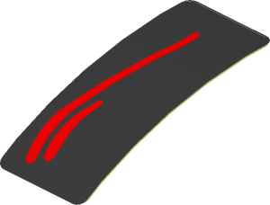 Sticker  0.8 x  1.9 with Red Stripes on Black Background Left (Formed)