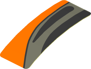 Sticker  0.8 x  1.9 with Black Air Vent on Grey Stripe on Black and Orange Background Left (Formed)