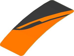 Sticker  0.8 x  1.9 with Black Triangle on Orange Background Right (Formed)