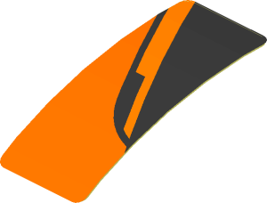 Sticker  0.8 x  1.9 with Black Triangle on Orange Background Left (Formed)