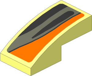 Slope Brick Curved  2 x  1 with Black Air Vent on Grey Stripe on Black and Orange Background Right Sticker