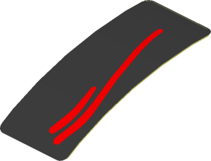 Sticker  0.8 x  1.9 with Red Stripes on Black Background Right (Formed)
