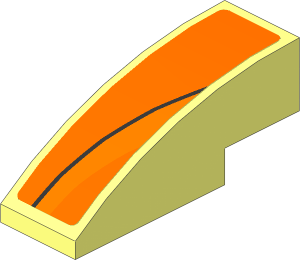 Slope Brick Curved  3 x  1 with Black and Dark Orange Arch on Orange Background Right Sticker