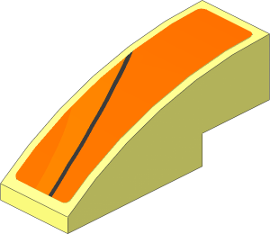 Slope Brick Curved  3 x  1 with Black and Dark Orange Arch on Orange Background Left Sticker