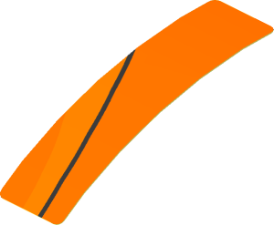 Sticker  0.8 x  3.1 with Black and Dark Orange Arch on Orange Background Left (Formed)
