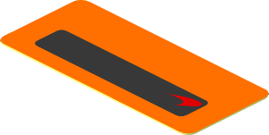 Sticker  0.8 x  1.8 with McLaren Logo in Black Frame on Orange Background