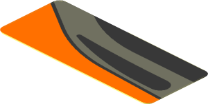 Sticker  0.8 x  1.9 with Black Air Vent on Grey Stripe on Black and Orange Background Right