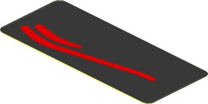 Sticker  0.8 x  1.9 with Red Stripes on Black Background Right