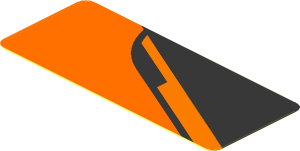 Sticker  0.8 x  1.9 with Black Triangle on Orange Background Right