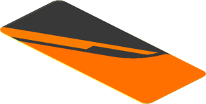 Sticker  0.8 x  1.9 with Black Triangle on Orange Background Left