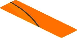 Sticker  0.8 x  3.0 with Black and Dark Orange Arch on Orange Background Right
