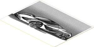 Sticker  2.8 x  3.8 with Car Design on Halftone Sheet on White Background