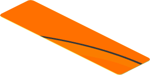 Sticker  0.8 x  3.0 with Black and Dark Orange Arch on Orange Background Left