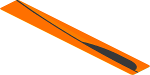 Sticker  0.8 x  5.8 with Black and Dark Orange Arch on Orange Background Left