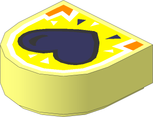 Tile  1 x  1 with Rounded End with Coral Heart on Yellow Background Pattern
