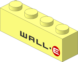 Brick  1 x  4 with Black and Red "WALL.E" Pattern