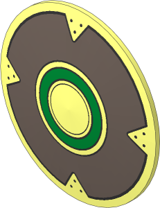 Minifig Shield Round Bowed with Gold Circle, Dark Brown Field and Nails Pattern