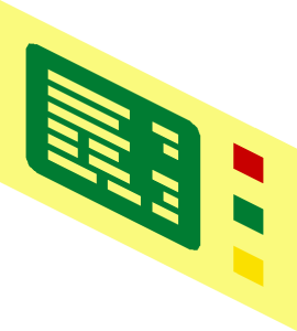 ~Green Computer Screen with Red/Green/Yellow Button