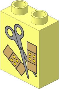 Duplo Brick  1 x  2 x  2 with Scissors and Bandages Pattern