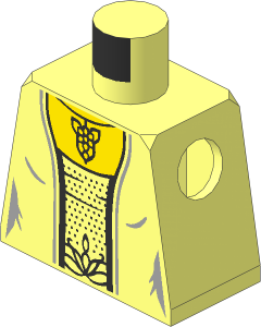 Minifig Torso with Female Robe, Center Panel with Silver Spots and Evenstar Pendant Necklace Pattern