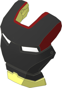 Minifig Helmet Visor Iron Man with Silver Face and DkRed Line Pattern
