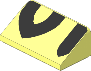 Slope Brick 31  1 x  2 x  0.667 with Black Tiger Stripes Pattern