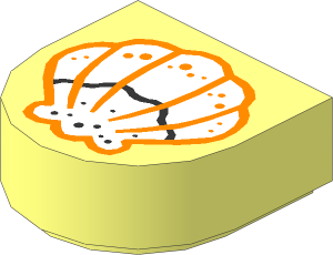 Tile  1 x  1 with Rounded End with White Clam Shell Pattern