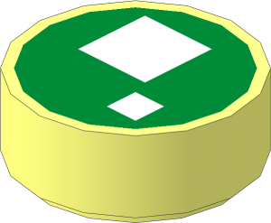 Tile  1 x  1 Round with Two White Squares Within Metallic Gold Round Pattern